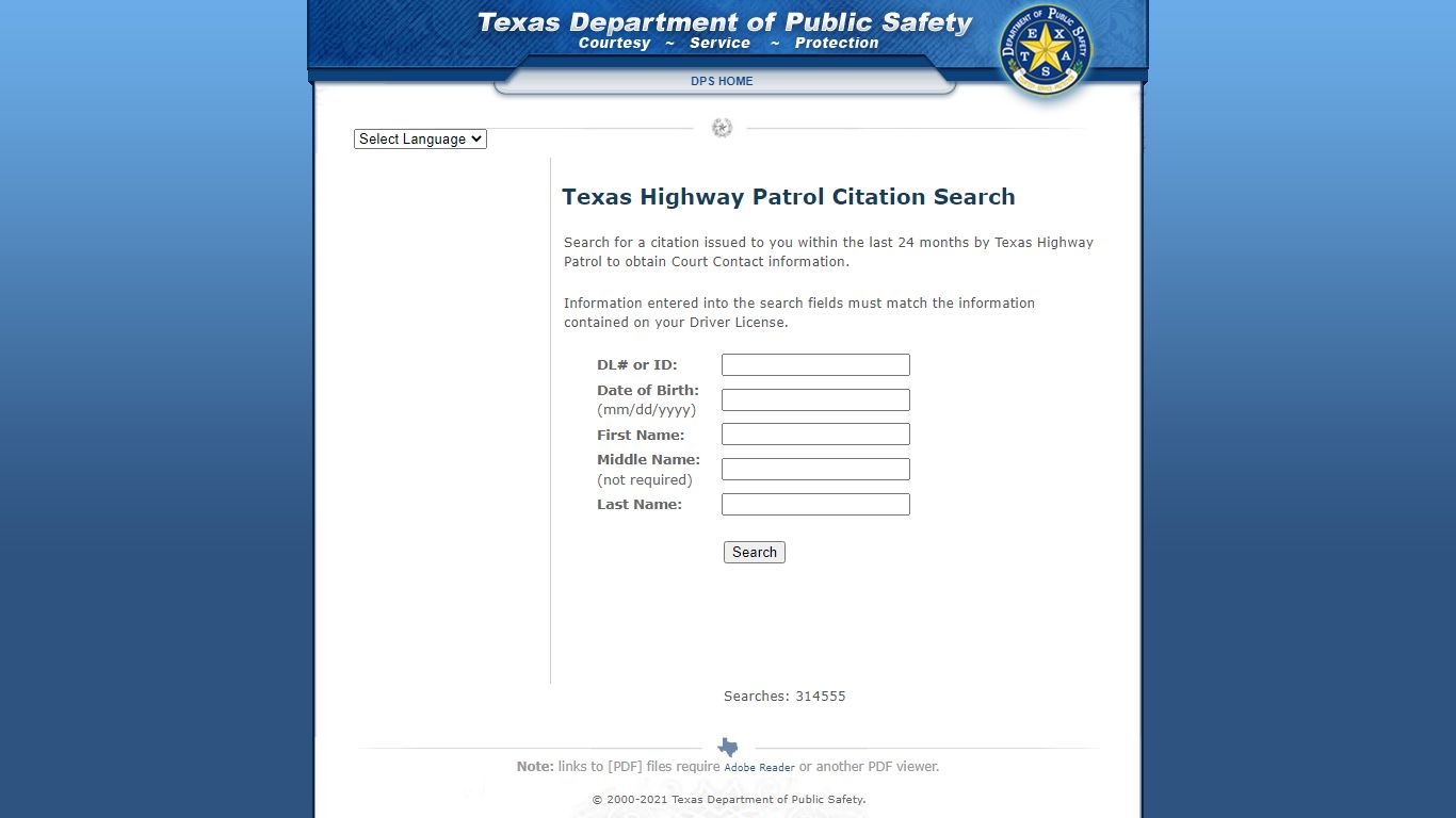 Texas Department of Public Safety - Highway Patrol issued Ticket ...